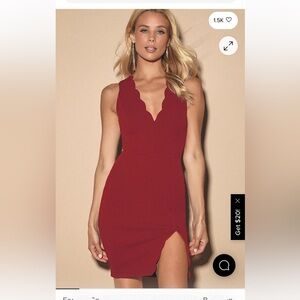 Lulu's Red Scalloped Midi Dress